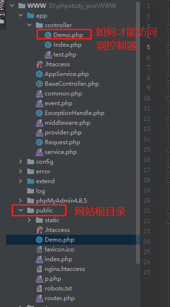 PHPStudy的環境怎么訪問TP6框架的控制器文件