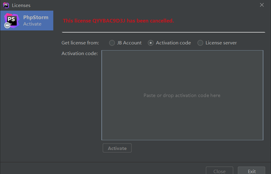 又無法激活PHPstorm了