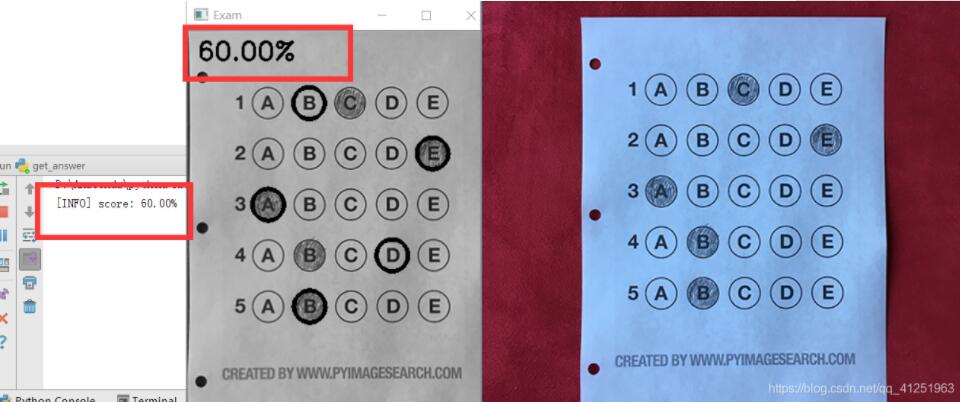 python OpenCV實現答題卡識別判卷