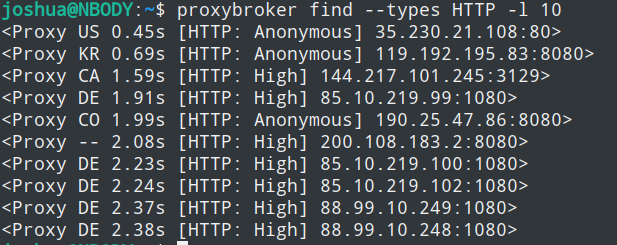 python利用proxybroker構建爬蟲免費IP代理池的實現