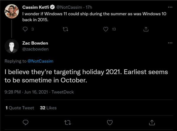 Win11正式版什么時候發布？微軟Win11發布準確時間詳情