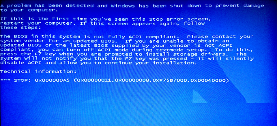 Win7旗艦版藍屏錯誤代碼0x000000a5要怎么解決？