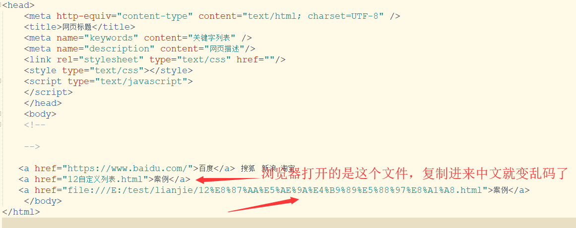 我從本地打開一個網頁，吧鏈接復制進去的鏈接會有亂碼不可以顯示