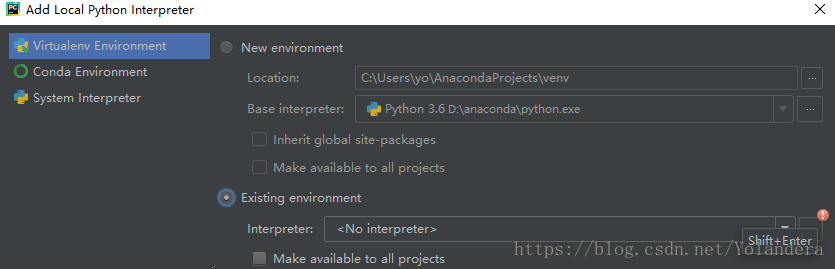 python 中關(guān)于pycharm選擇運(yùn)行環(huán)境的問(wèn)題