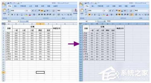 excel2007調整表格行列寬度步驟方法