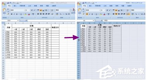 excel2007調整表格行列寬度步驟方法