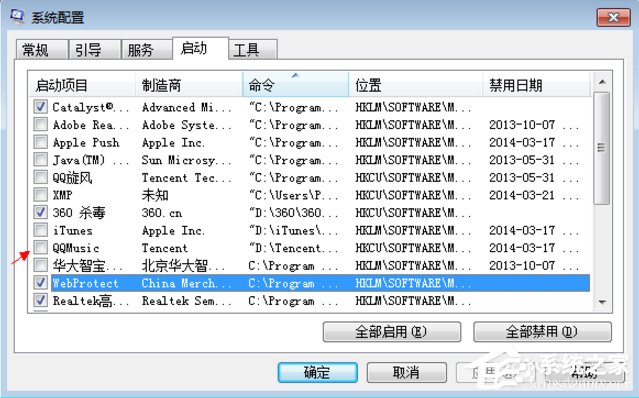 Win7怎么取消開機自動運行程序？