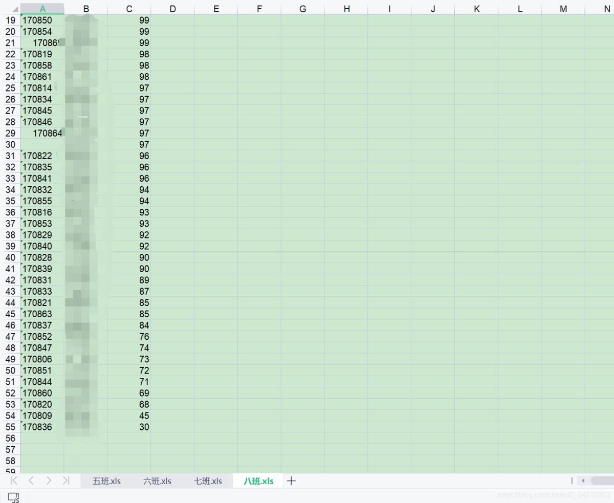 Python 處理表格進行成績排序的操作代碼