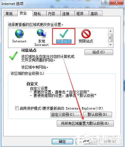 Win7網(wǎng)頁提示試圖打開受信任站點(diǎn)怎么辦?