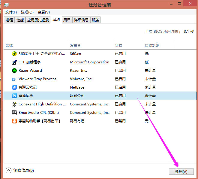 Win8系統下有道詞典開機自啟動如何關閉？