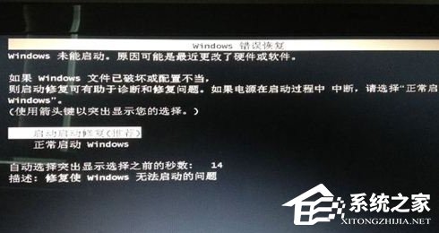 Win7系統出現Windows錯誤恢復該怎么辦?