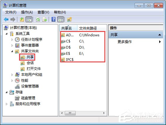 Win7關閉系統默認共享文件夾的操作方法