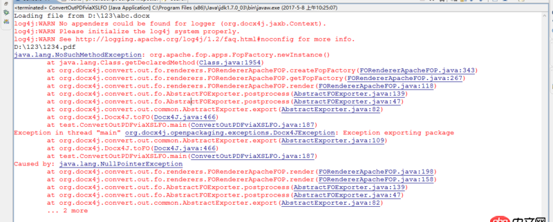 java - 使用docx4j3.2  Word轉(zhuǎn)PDF錯(cuò)誤。糾結(jié)一天了。求指教指教！！！！