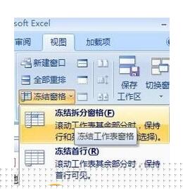 Excel2007凍結窗口的操作步驟