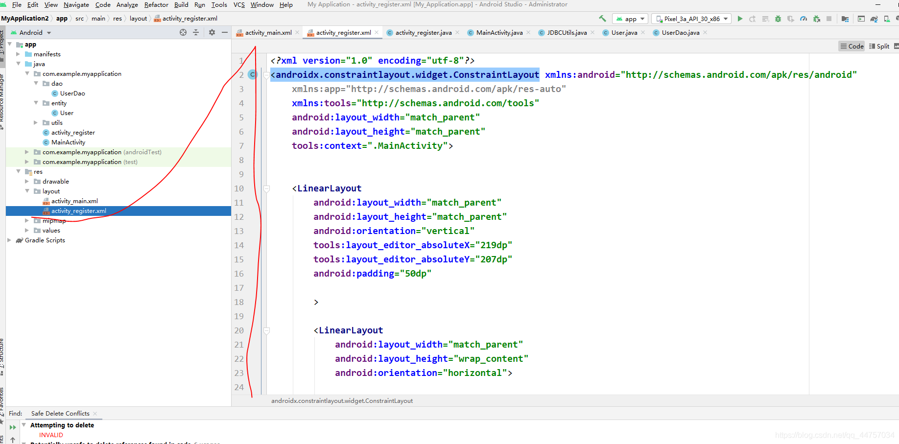 Android Studio連接MySql實現(xiàn)登錄注冊(附源代碼)