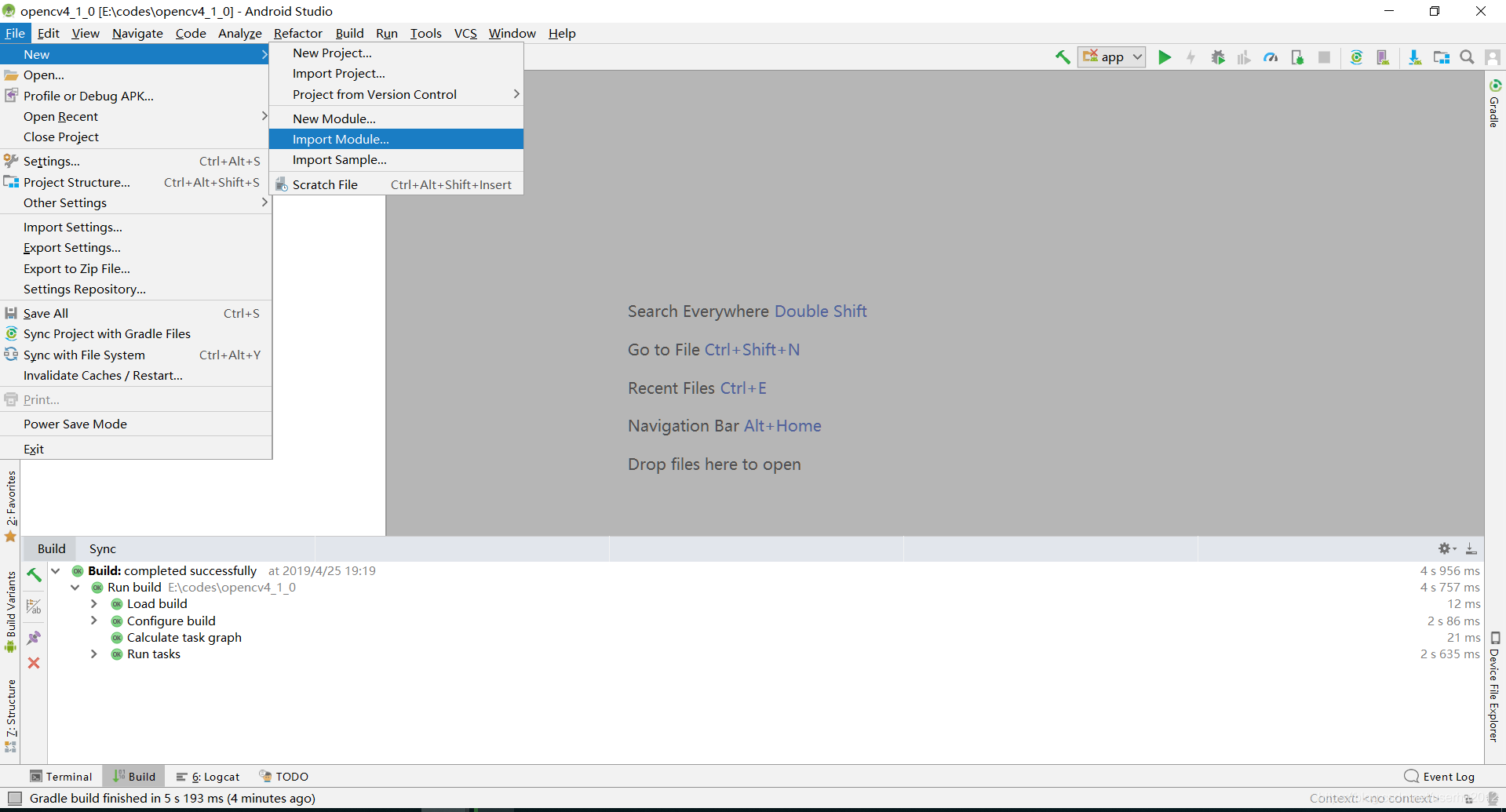 使用Android Studio創(chuàng)建OpenCV4.1.0 項目的步驟
