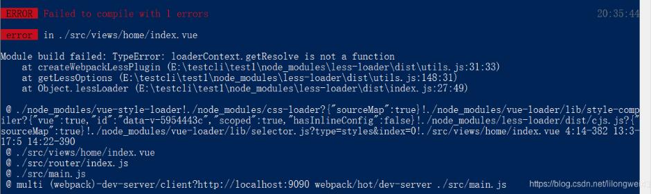 解決vue安裝less報(bào)錯(cuò)Failed to compile with 1 errors的問題