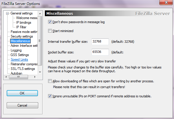 FileZilla Server配置雜項