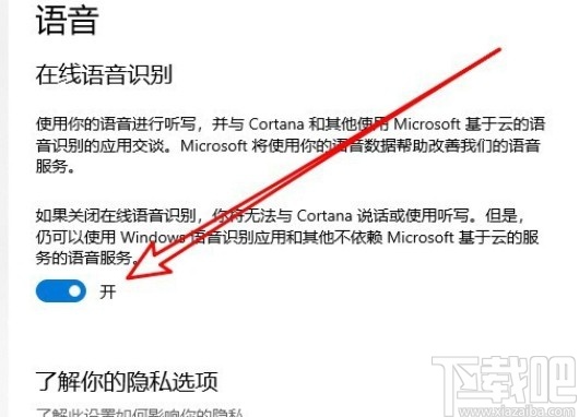 win10系統開啟在線語音識別功能的方法