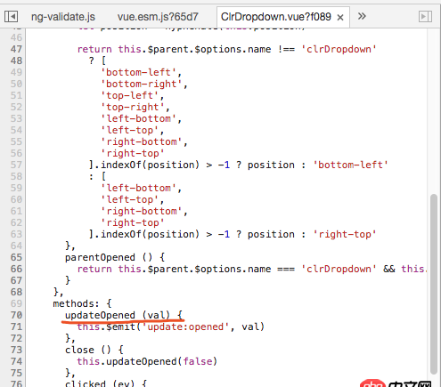 javascript - 如何在瀏覽器如chrome中審查元素時查看某個元素綁定的Vue方法?