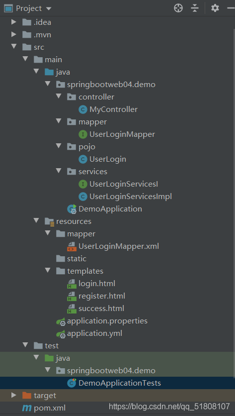 IDEA下創建SpringBoot+MyBatis+MySql項目實現動態登錄與注冊功能
