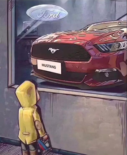 抖音櫥窗外看車的小男孩圖分享 全套高清大圖等你來拿