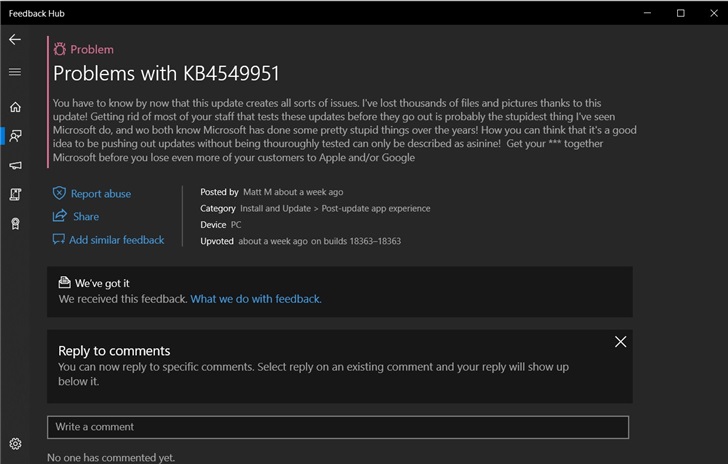 win10最新更新 會導致用戶配置文件BUG