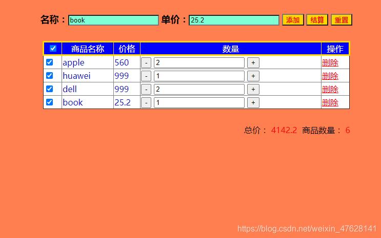 js實現簡單購物車模塊