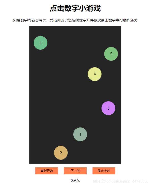 原生JS實現點擊數字小游戲