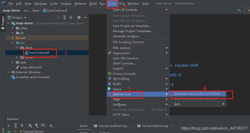 IDEA利用自帶Axis工具和wsdl文件反向生成服務端客戶端代碼圖文詳解