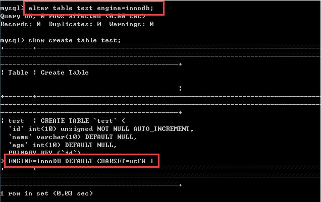 MySQL創建數據表時設定引擎MyISAM/InnoDB操作