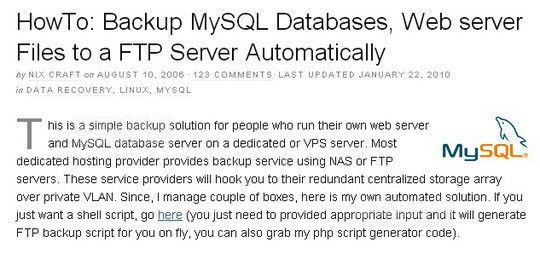 10個教程教你輕松備份MySQL數據庫