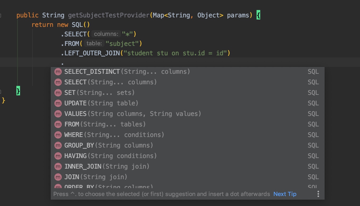 詳解mybatis @SelectProvider 注解