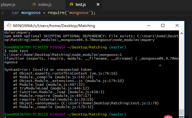 node.js - 為什么引入mongoose報錯?