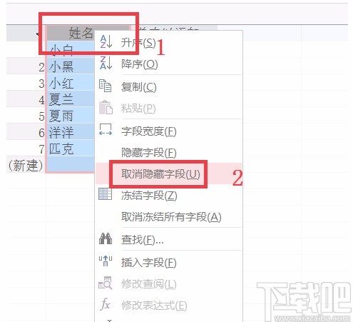 Microsoft Office Access隱藏和顯示字段的方法