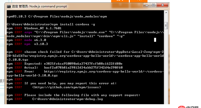 node.js - 安裝cordova時報錯，怎么解決？