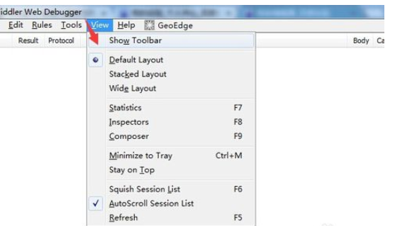 Fiddler如何顯示菜單工具欄_Fiddler顯示菜單工具欄方法分享