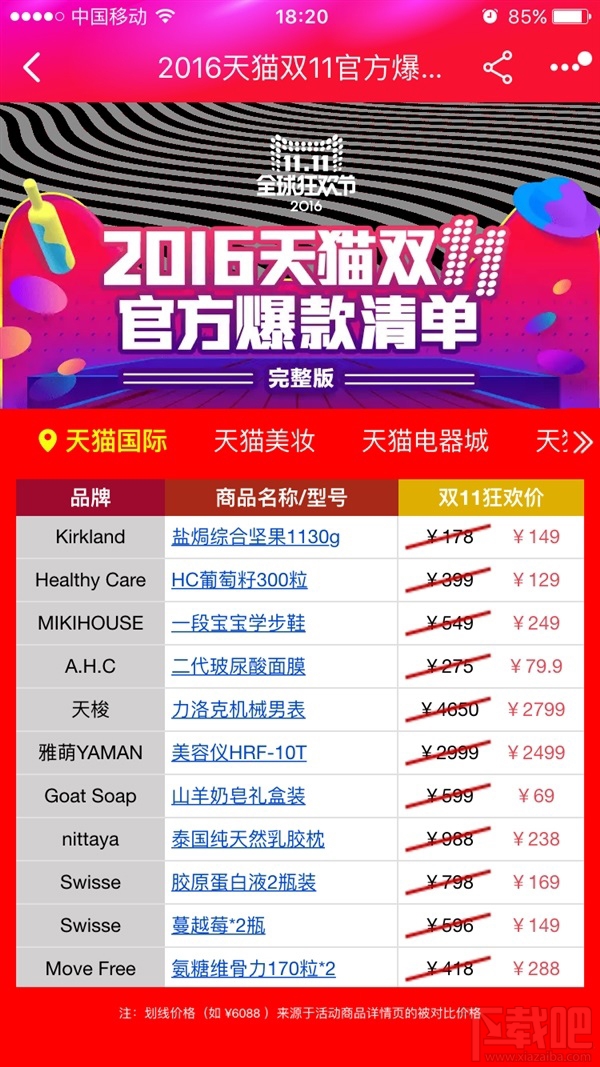 2016雙11官方爆款清單有哪些？2016年天貓雙11官方爆款清單