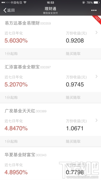 微信理財通10000元一天/一個月一年/收益多少