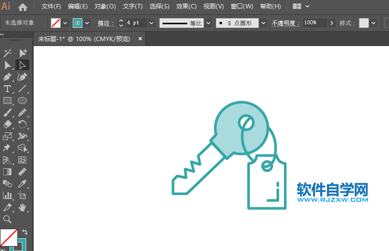 ai怎么繪制一個鑰匙扣圖標(biāo)的方法