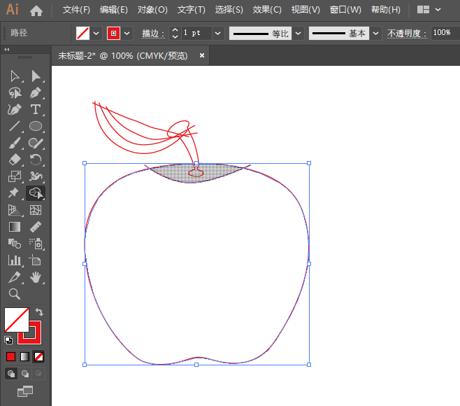 ai怎么畫蘋果水果圖標