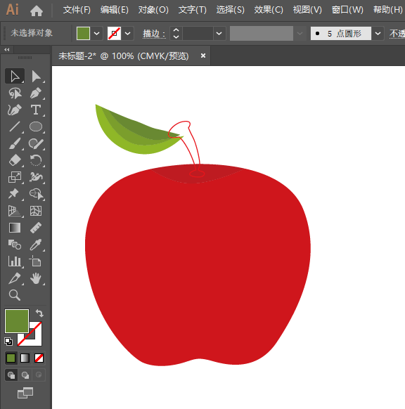 ai怎么畫蘋果水果圖標