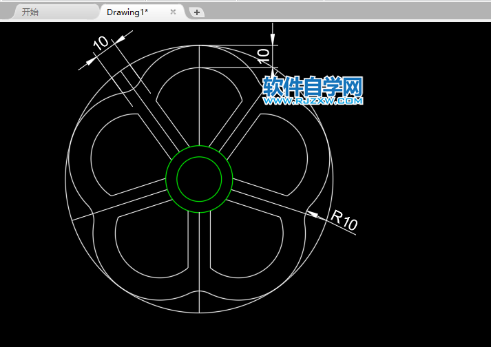 CAD怎么畫五連花圓形的方法