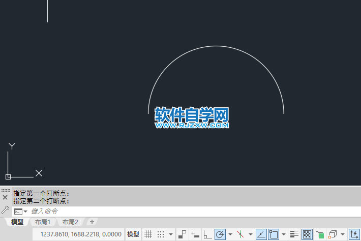 cad怎么把圓變成半圓