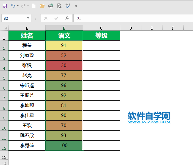 Excel2019怎么按綠黃紅規則條件填充底紋