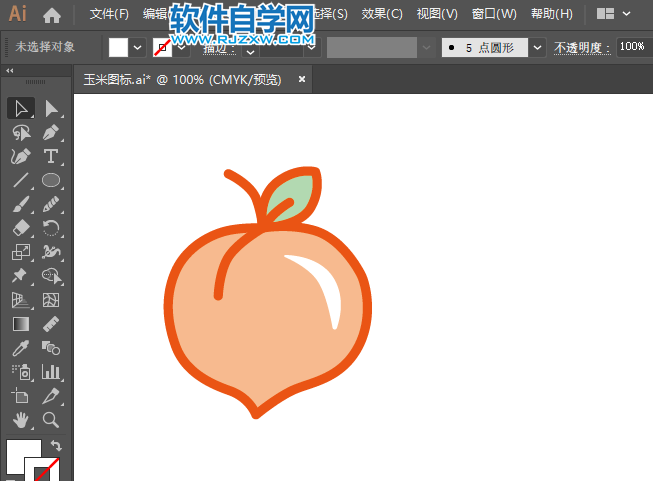AI怎么畫畫桃子圖標