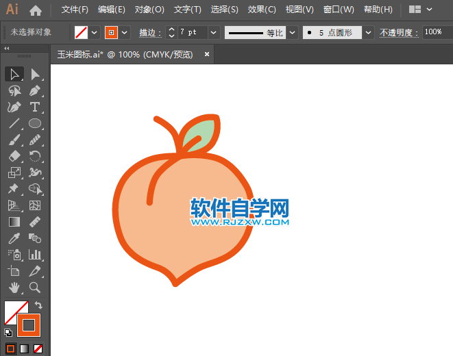 AI怎么畫畫桃子圖標