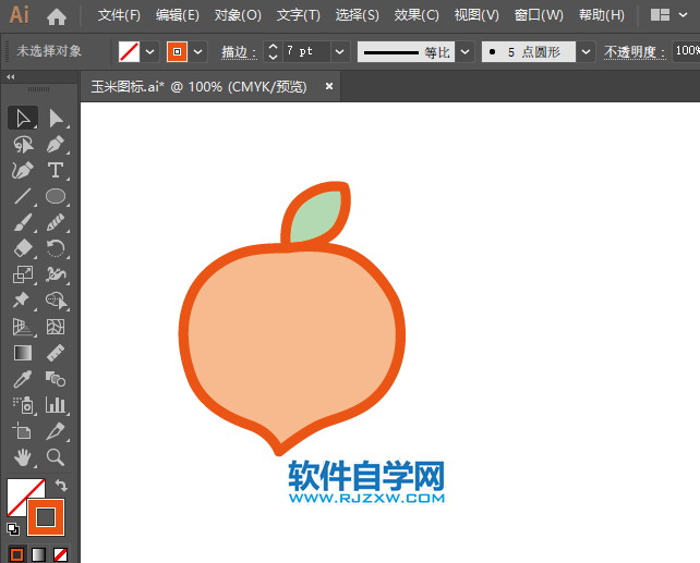 AI怎么畫畫桃子圖標