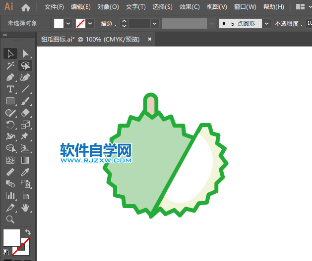 ai怎么畫榴蓮水果圖標