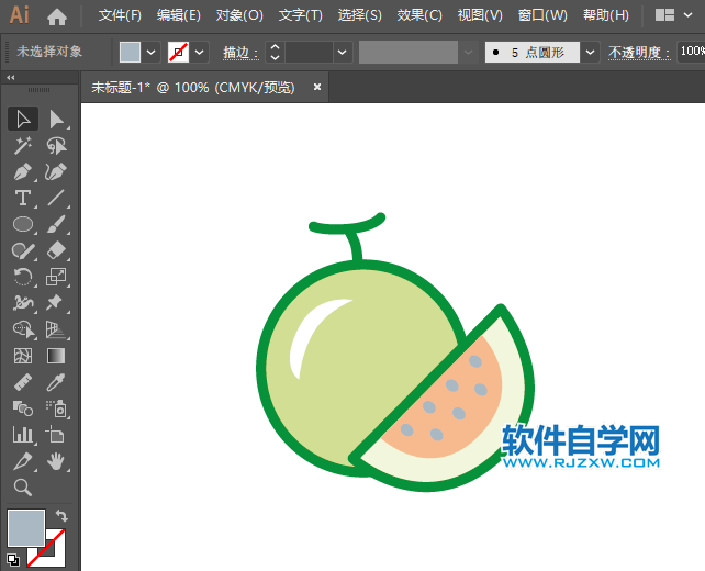 ai怎么制作甜瓜圖標